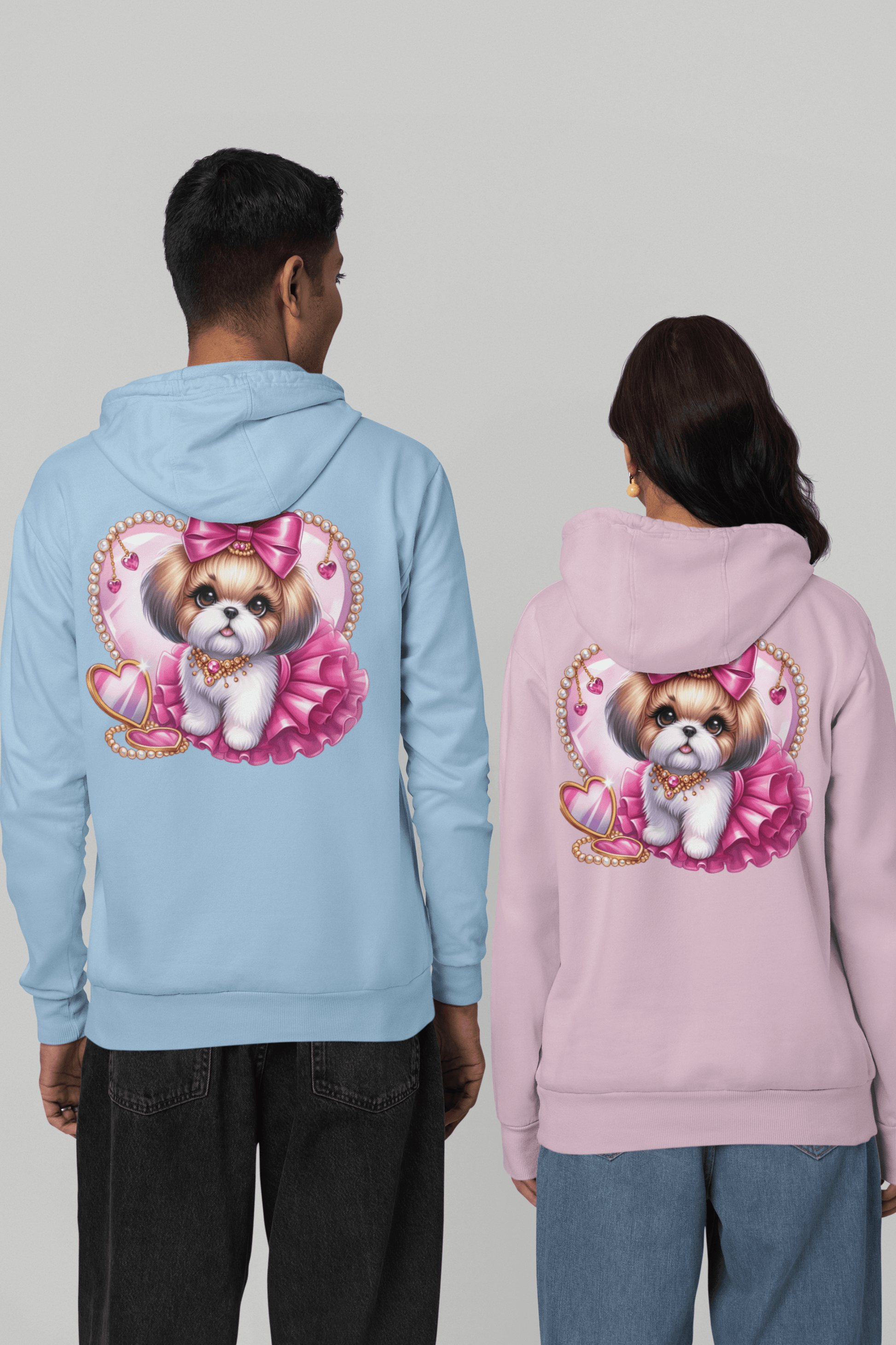 Pink Bow Shih Tzu Hooded Sweatshirt - Shih Tzu Gifts