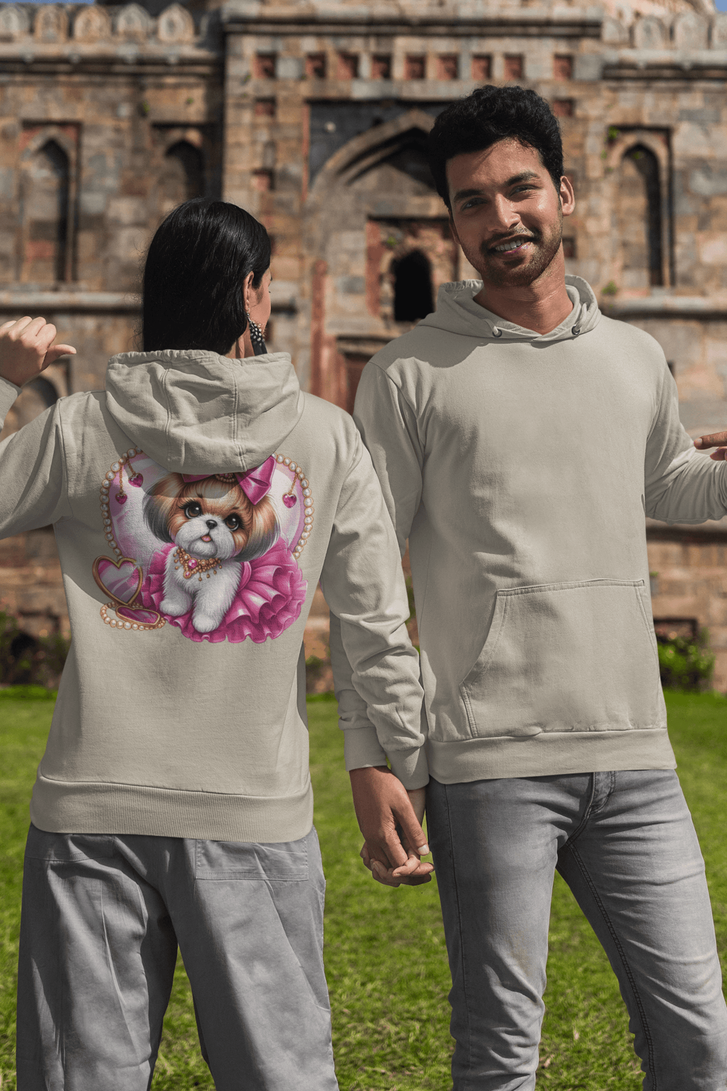 Pink Bow Shih Tzu Hooded Sweatshirt - Shih Tzu Gifts