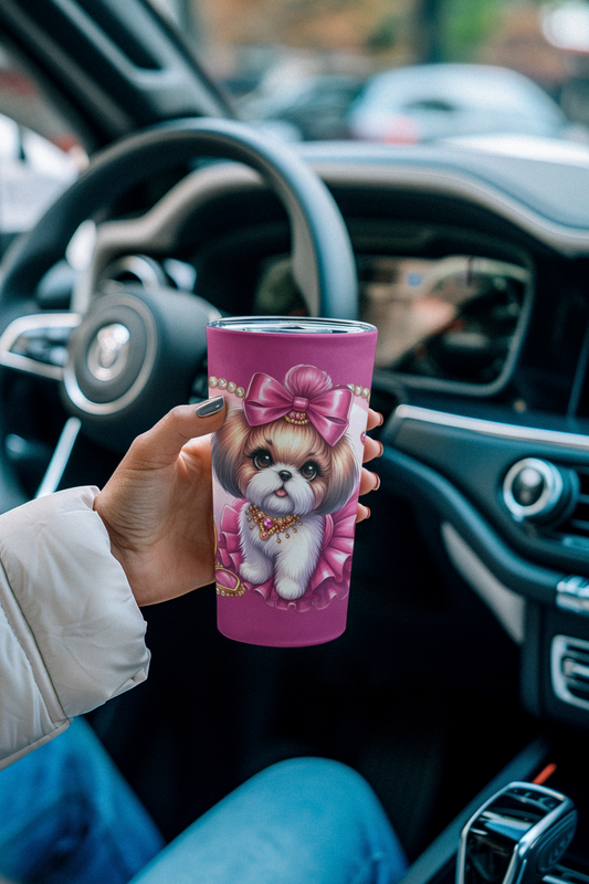 Pink Bow Shih Tzu Tumbler