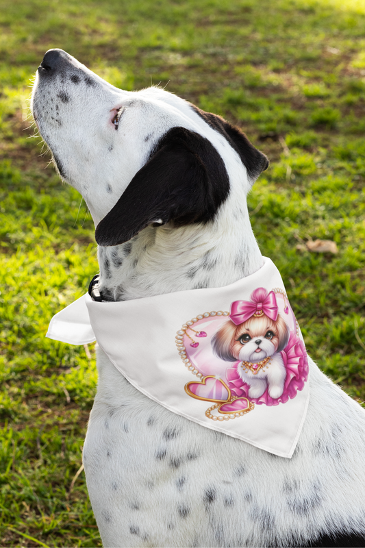 Pink Bow Shih Tzu Pet Bandana