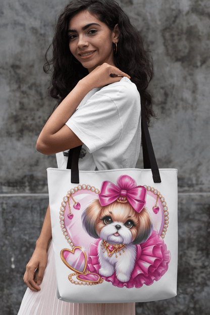 Pink Bow Shih Tzu Tote Bag - Shih Tzu Gifts