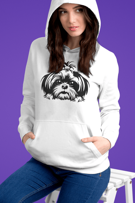 Shih-Tzu-Black-and-White-Unisex Heavy Blend™ Hooded Sweatshirt - Shih Tzu Gifts