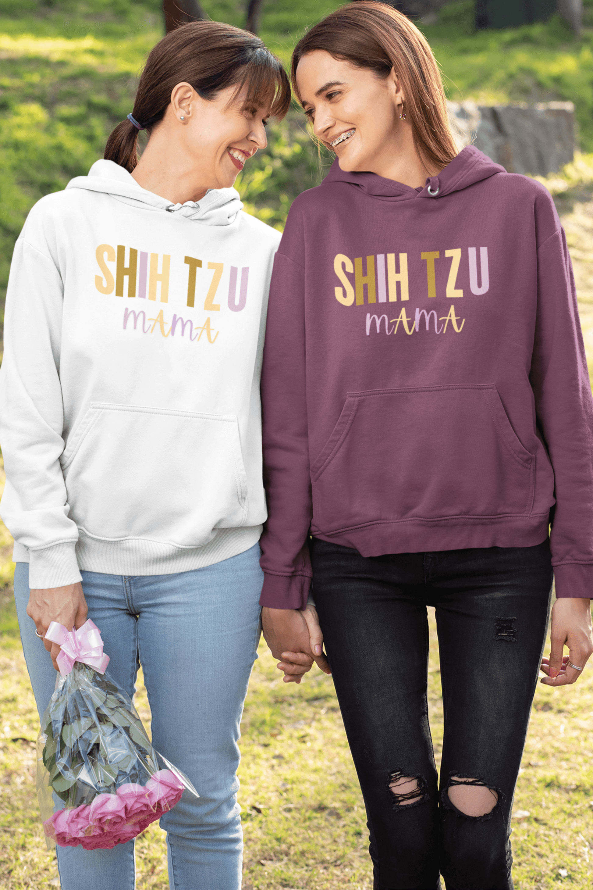 Shih Tzu Mama Words Hooded Sweatshirt - Shih Tzu Gifts