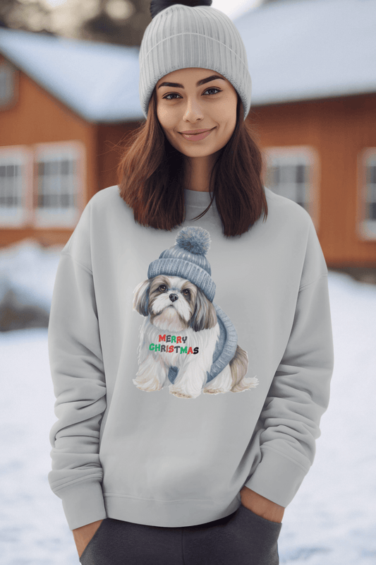 Merry Christmas Shih Tzu Sweatshirt – Festive Holiday Gift for Dog Lovers - Shih Tzu Gifts