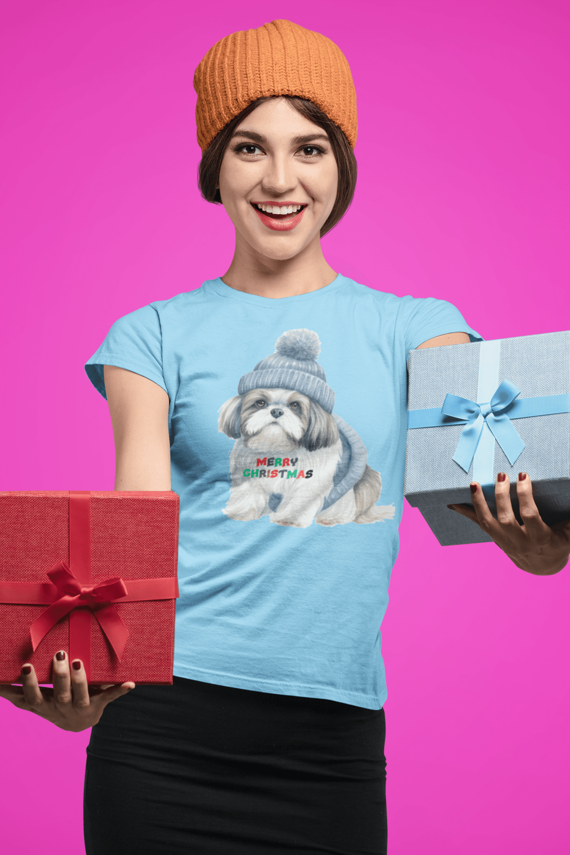 Merry Christmas Shih Tzu T-Shirt – Festive Gift for Dog Lovers & Moms - Shih Tzu Gifts