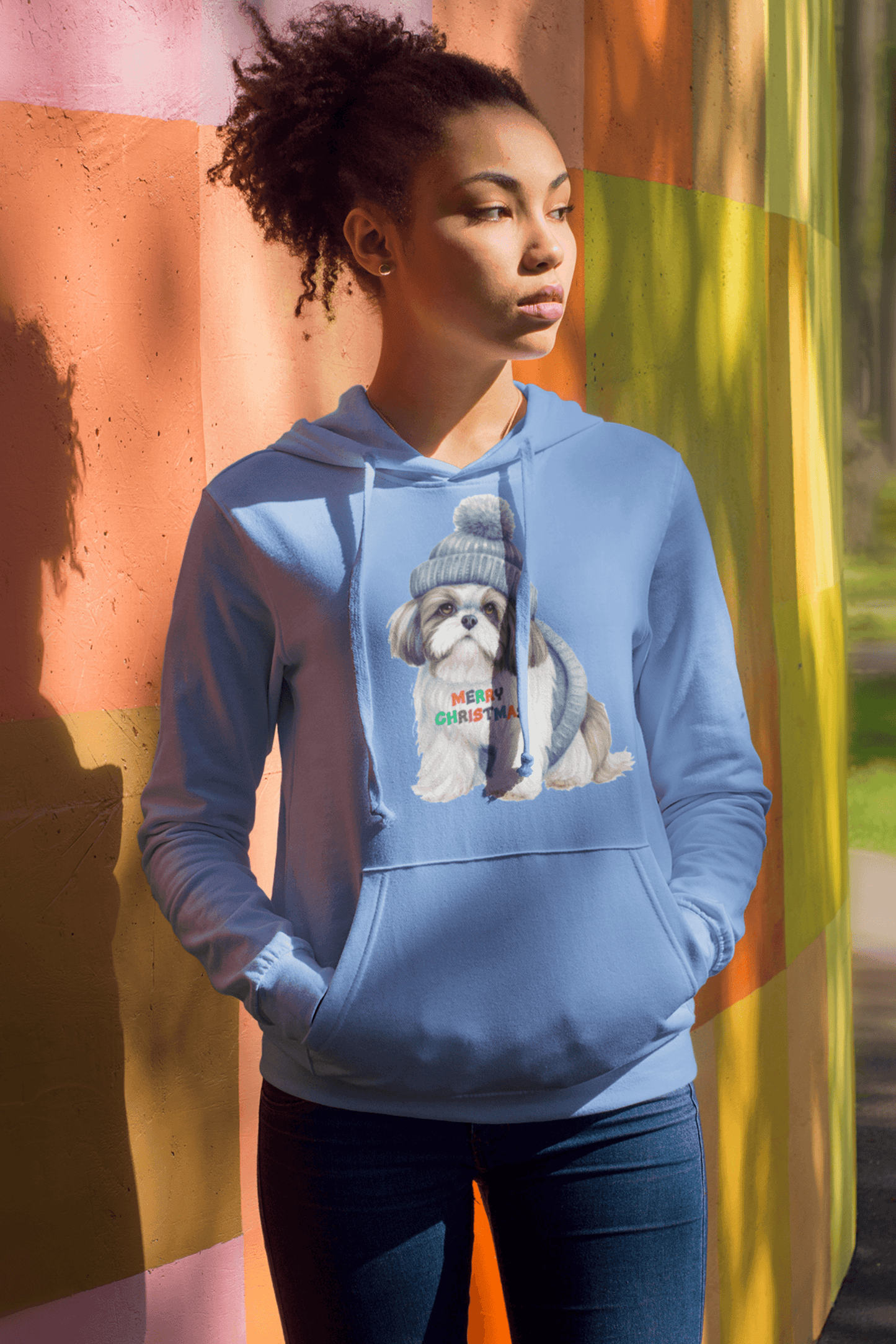 Merry Christmas Shih Tzu Hoodie - Festive Gift for Dog and Shih Tzu Lovers - Shih Tzu Gifts