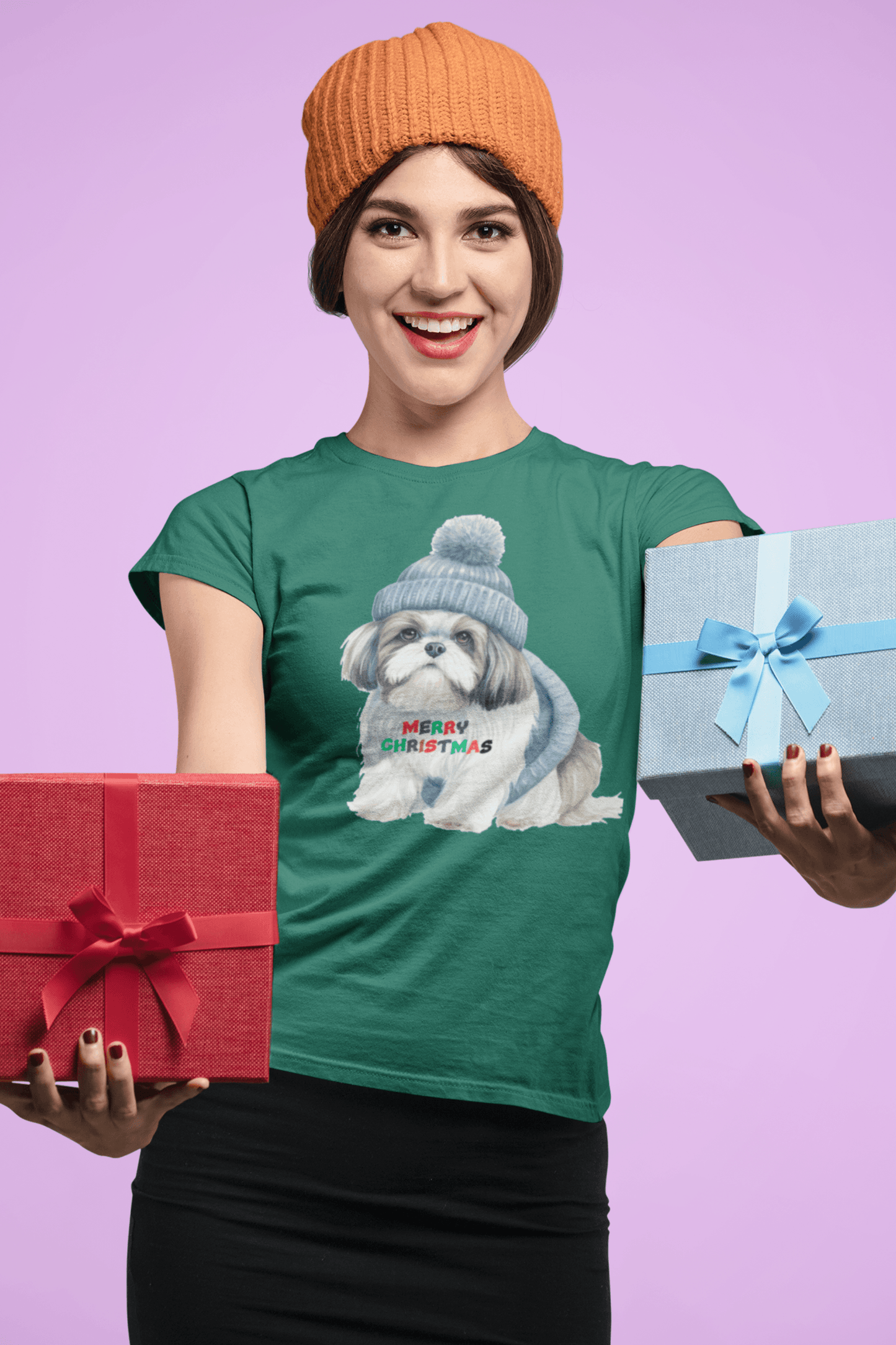 Merry Christmas Shih Tzu T-Shirt – Festive Gift for Dog Lovers & Moms - Shih Tzu Gifts