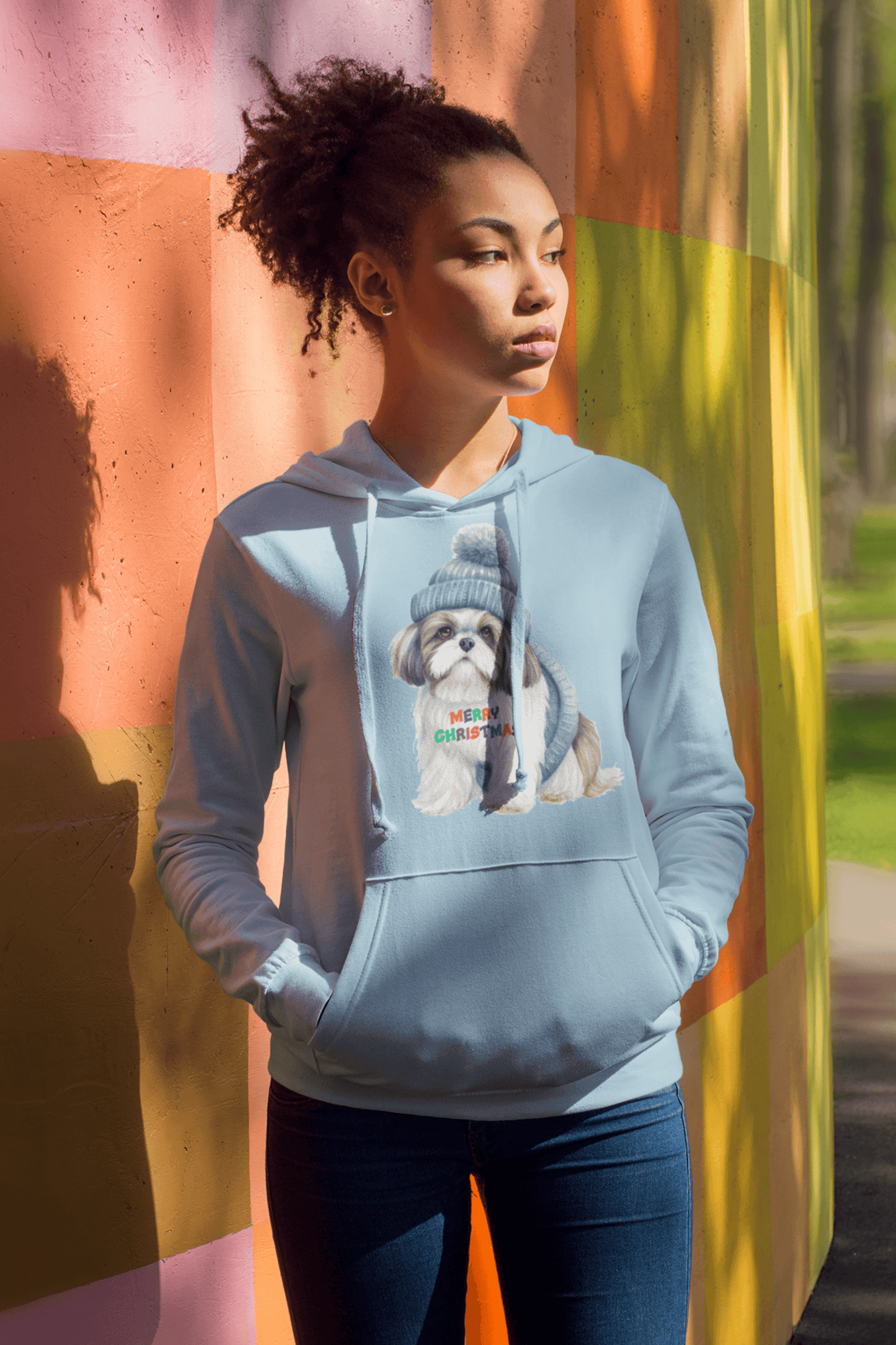 Merry Christmas Shih Tzu Hoodie - Festive Gift for Dog and Shih Tzu Lovers - Shih Tzu Gifts