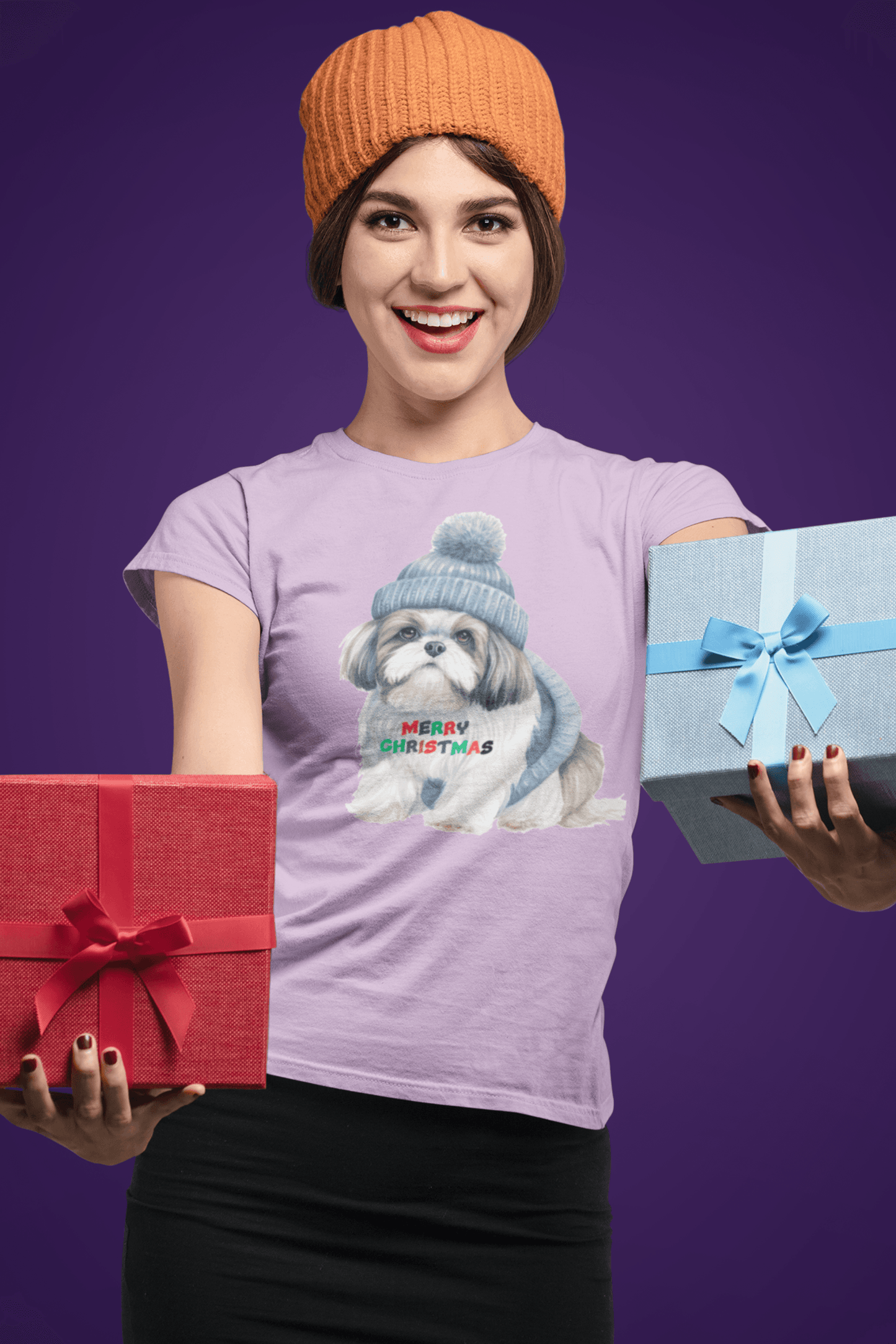 Merry Christmas Shih Tzu T-Shirt – Festive Gift for Dog Lovers & Moms - Shih Tzu Gifts