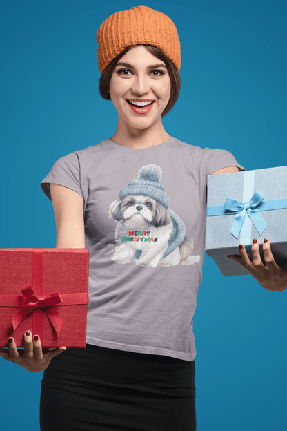 Merry Christmas Shih Tzu T-Shirt – Festive Gift for Dog Lovers & Moms - Shih Tzu Gifts