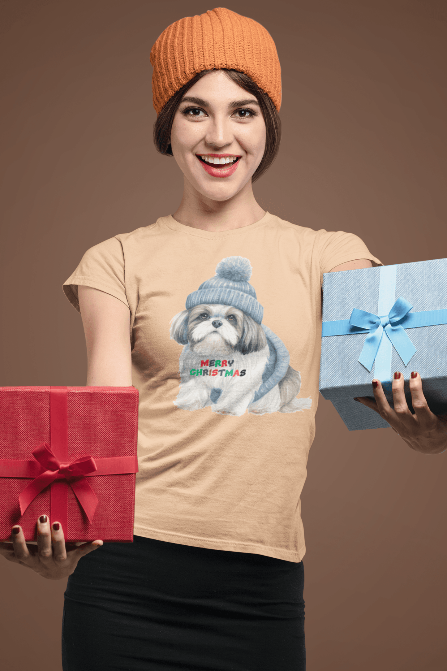 Merry Christmas Shih Tzu T-Shirt – Festive Gift for Dog Lovers & Moms - Shih Tzu Gifts