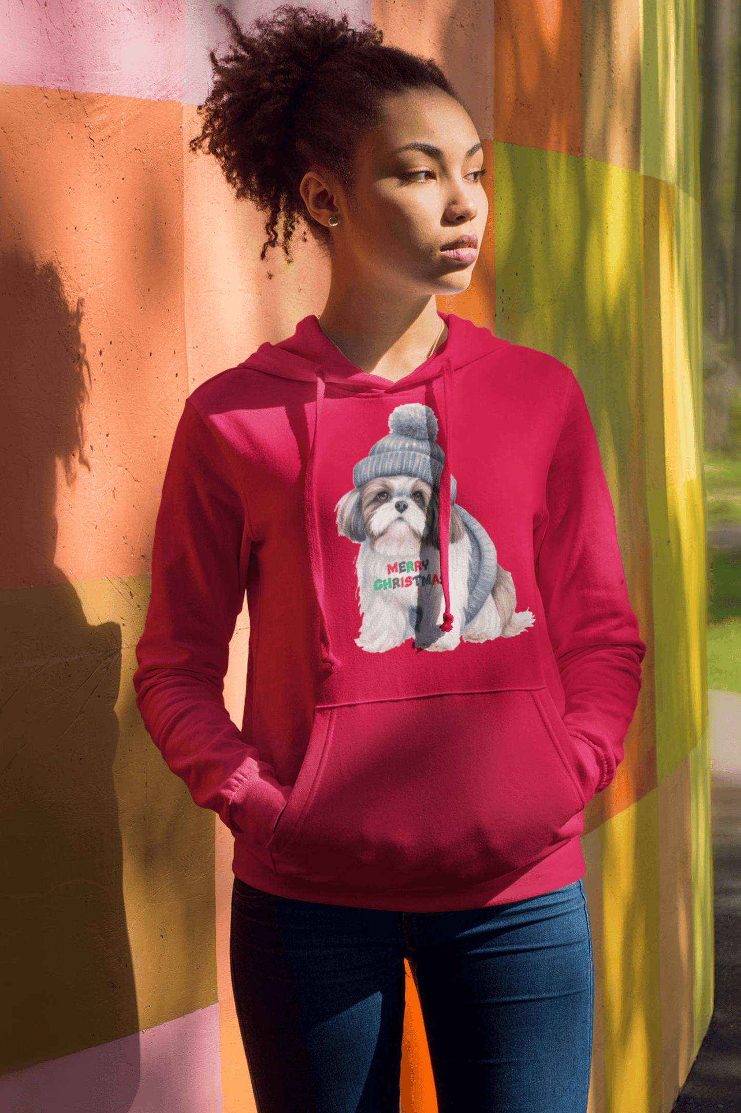 Merry Christmas Shih Tzu Hoodie - Festive Gift for Dog and Shih Tzu Lovers - Shih Tzu Gifts