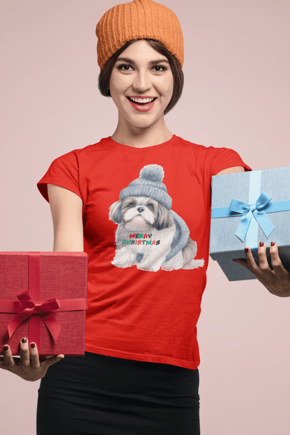 Merry Christmas Shih Tzu T-Shirt – Festive Gift for Dog Lovers & Moms - Shih Tzu Gifts