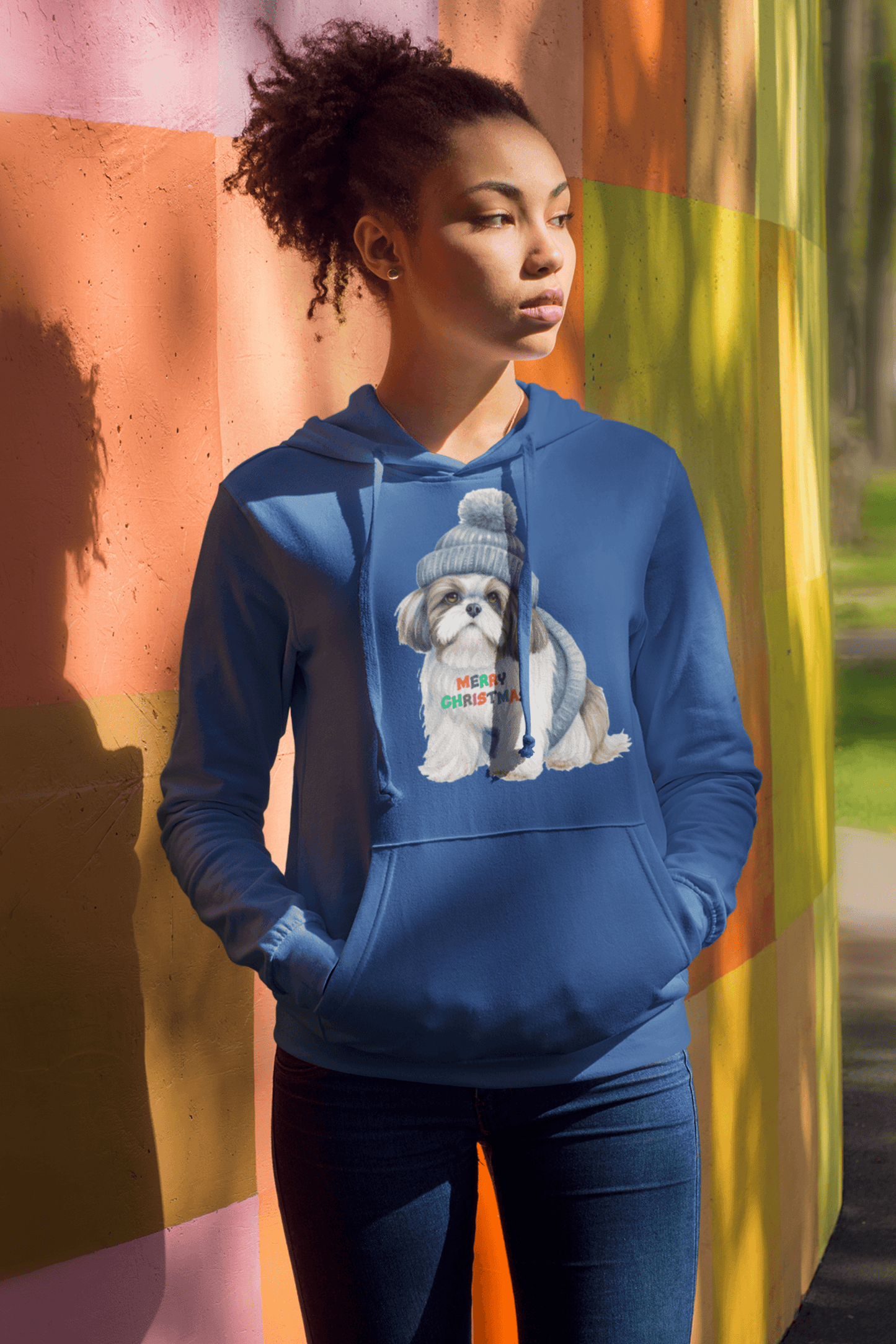 Merry Christmas Shih Tzu Hoodie - Festive Gift for Dog and Shih Tzu Lovers - Shih Tzu Gifts