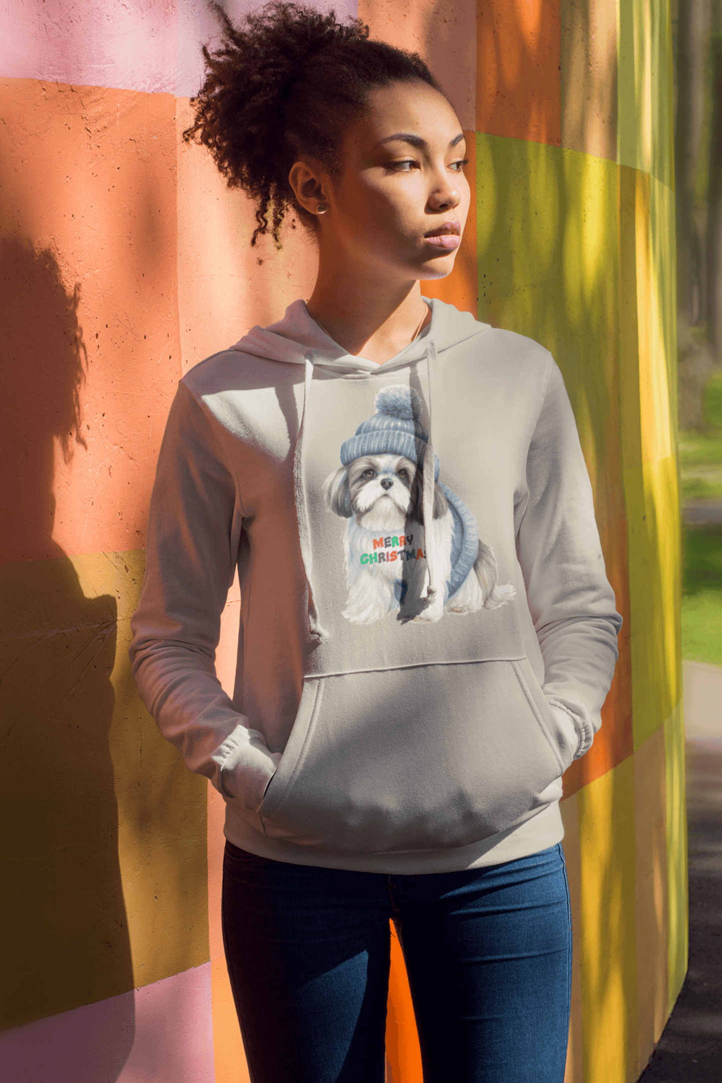 Merry Christmas Shih Tzu Hoodie - Festive Gift for Dog and Shih Tzu Lovers - Shih Tzu Gifts