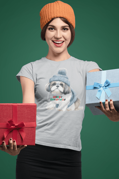 Merry Christmas Shih Tzu T-Shirt – Festive Gift for Dog Lovers & Moms - Shih Tzu Gifts