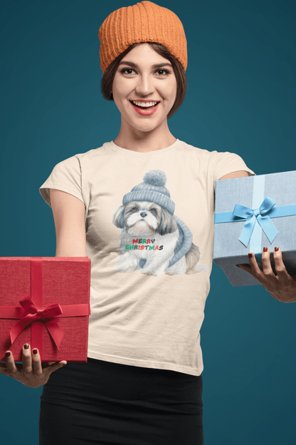 Merry Christmas Shih Tzu T-Shirt – Festive Gift for Dog Lovers & Moms - Shih Tzu Gifts