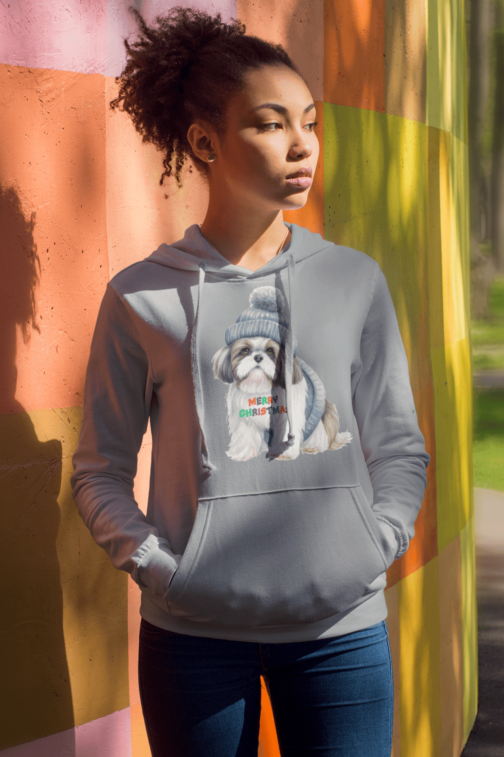 Merry Christmas Shih Tzu Hoodie - Festive Gift for Dog and Shih Tzu Lovers - Shih Tzu Gifts