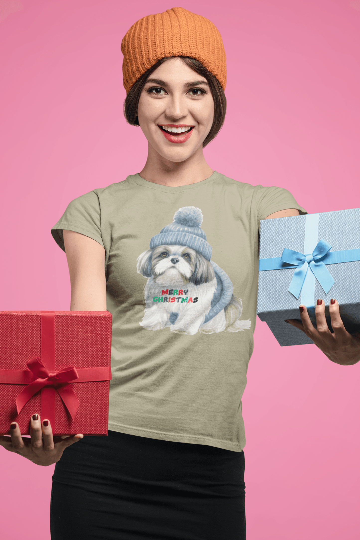 Merry Christmas Shih Tzu T-Shirt – Festive Gift for Dog Lovers & Moms - Shih Tzu Gifts