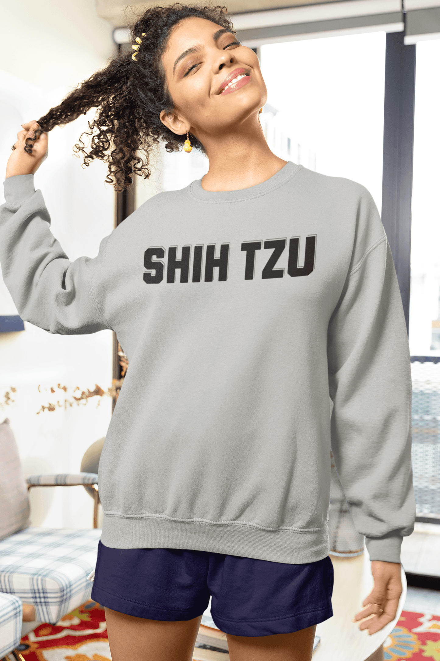 Shih Tzu Text Sweatshirt – Cozy Crewneck for Dog Lovers