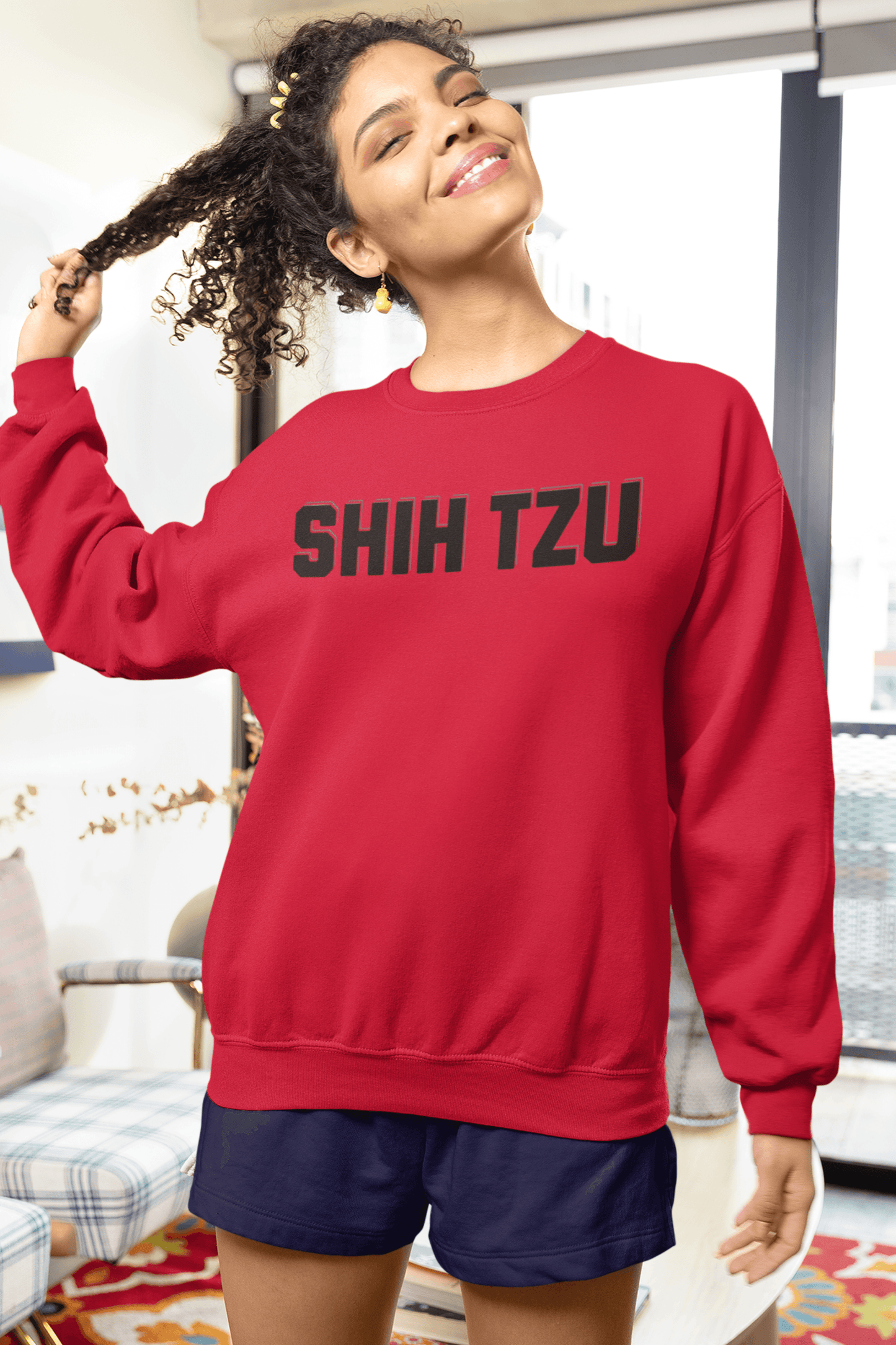 Shih Tzu Text Sweatshirt – Cozy Crewneck for Dog Lovers