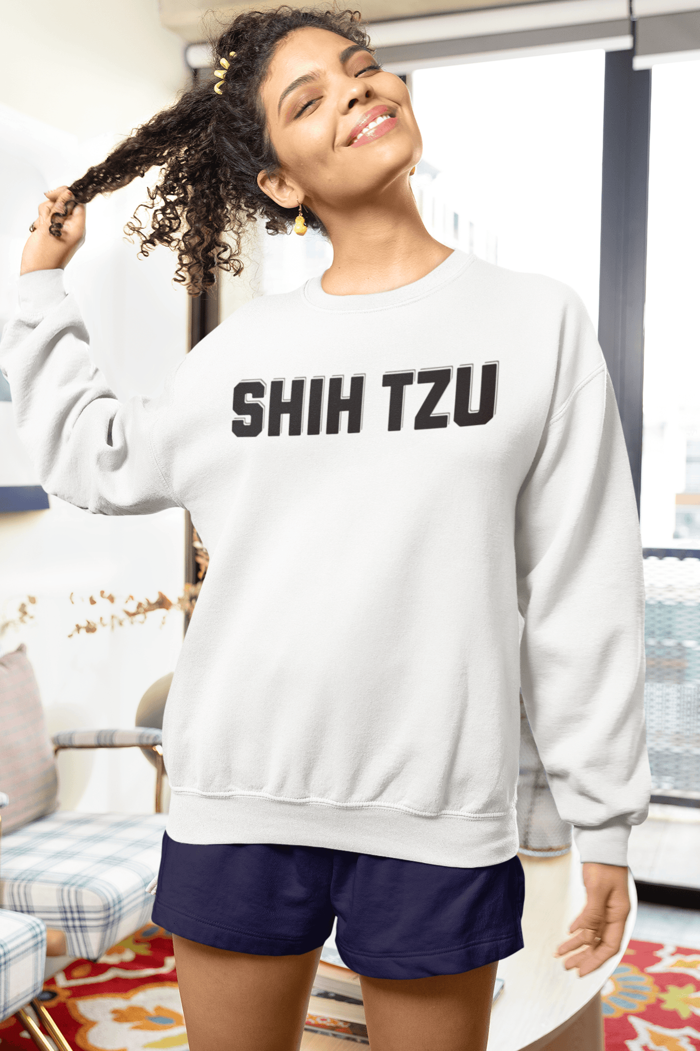 Shih Tzu Text Sweatshirt – Cozy Crewneck for Dog Lovers