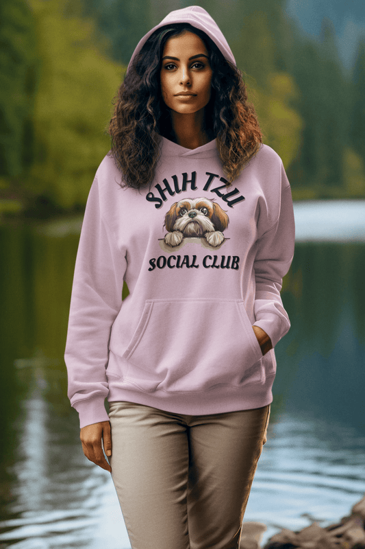 Shih Tzu Social Club Hooded Sweatshirt - Shih Tzu Gifts