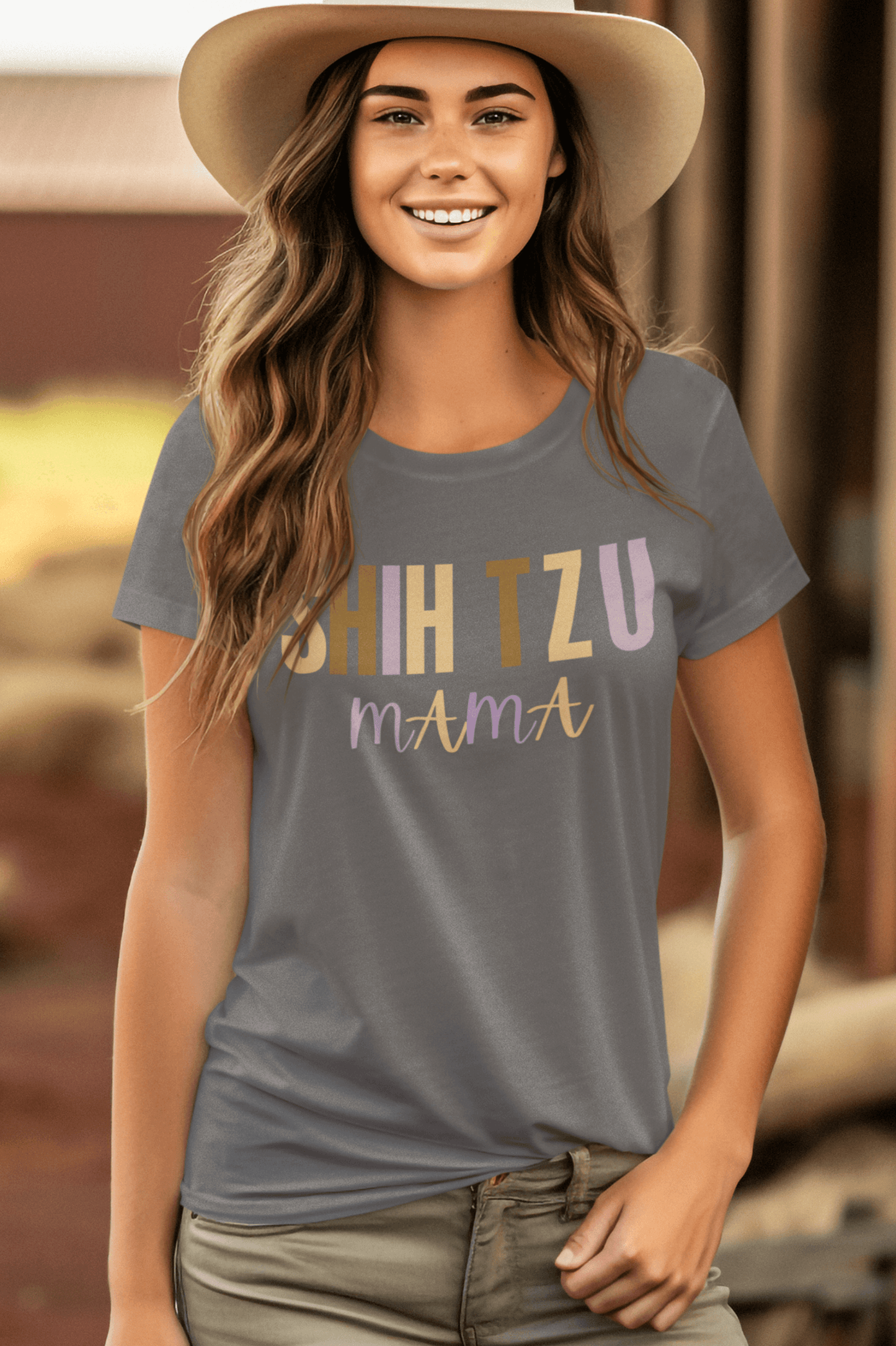 "Shih Tzu Mama" Words T-Shirt - Perfect Gift for Dog Moms & Shih Tzu Lovers - Shih Tzu Gifts