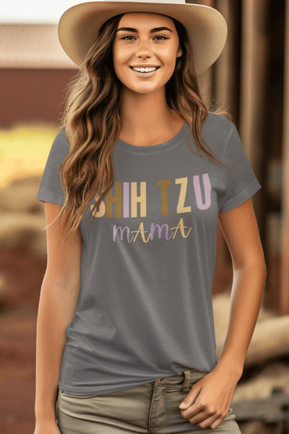 "Shih Tzu Mama" Words T-Shirt - Perfect Gift for Dog Moms & Shih Tzu Lovers - Shih Tzu Gifts