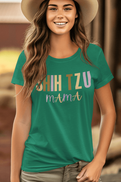 "Shih Tzu Mama" Words T-Shirt - Perfect Gift for Dog Moms & Shih Tzu Lovers - Shih Tzu Gifts