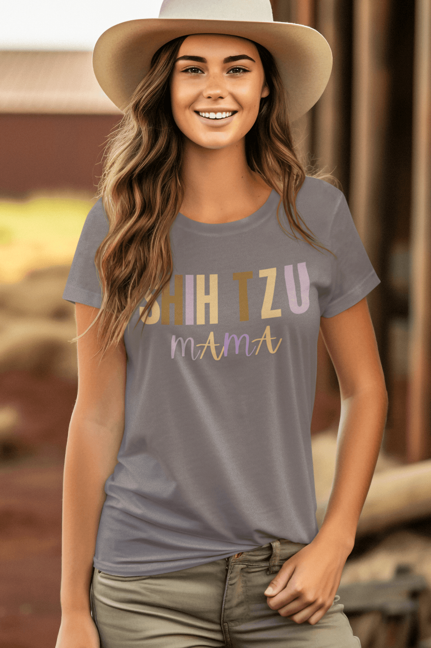 "Shih Tzu Mama" Words T-Shirt - Perfect Gift for Dog Moms & Shih Tzu Lovers - Shih Tzu Gifts