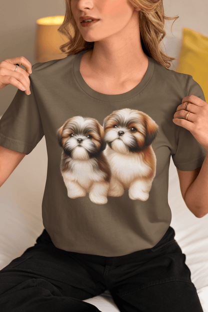 Two Babies Shih Tzu T-Shirt - Adorable puppy love, perfect for dog lovers! - Shih Tzu Gifts