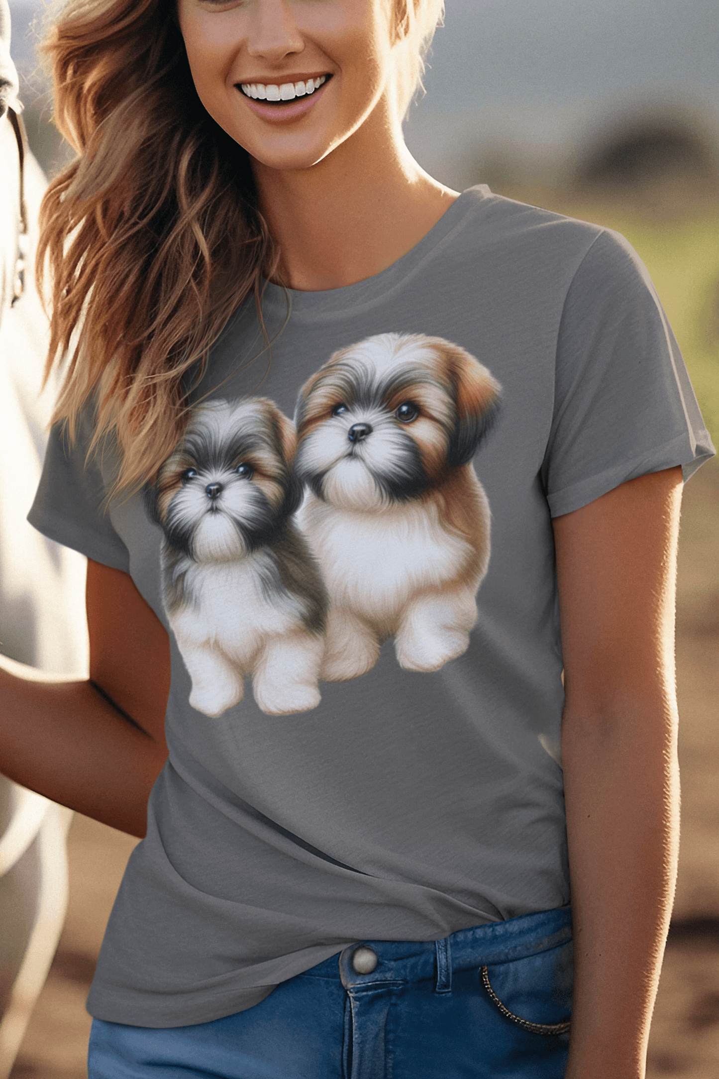 Two Babies Shih Tzu T-Shirt - Adorable puppy love, perfect for dog lovers! - Shih Tzu Gifts