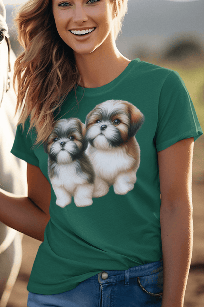 Two Babies Shih Tzu T-Shirt - Adorable puppy love, perfect for dog lovers! - Shih Tzu Gifts