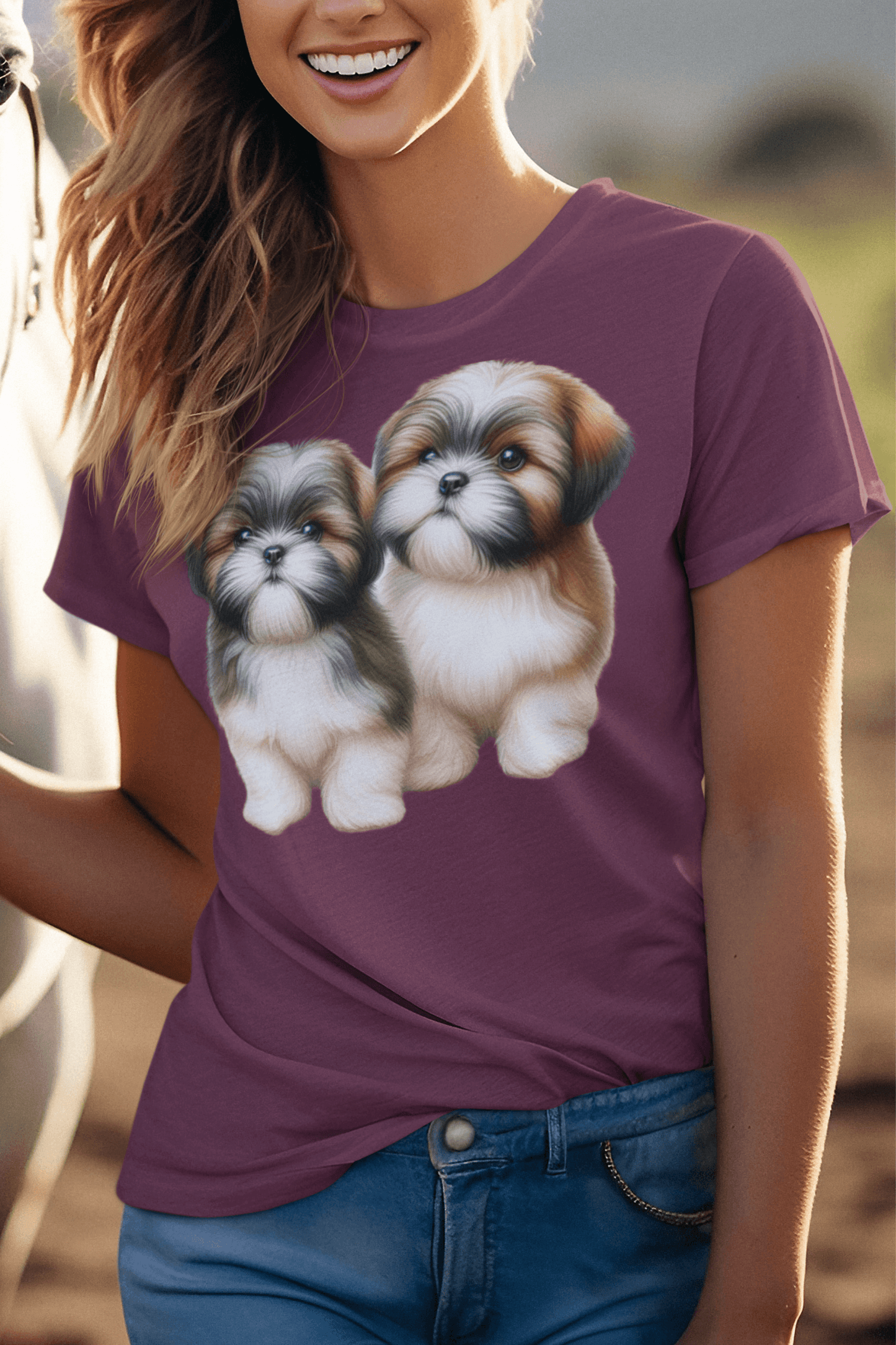 Two Babies Shih Tzu T-Shirt - Adorable puppy love, perfect for dog lovers! - Shih Tzu Gifts