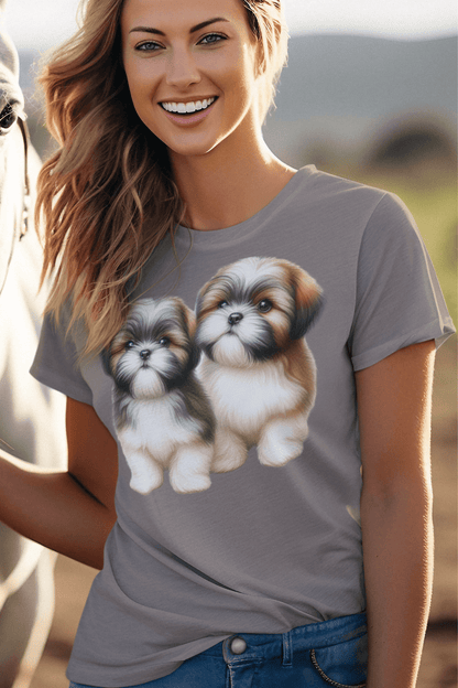 Two Babies Shih Tzu T-Shirt - Adorable puppy love, perfect for dog lovers! - Shih Tzu Gifts