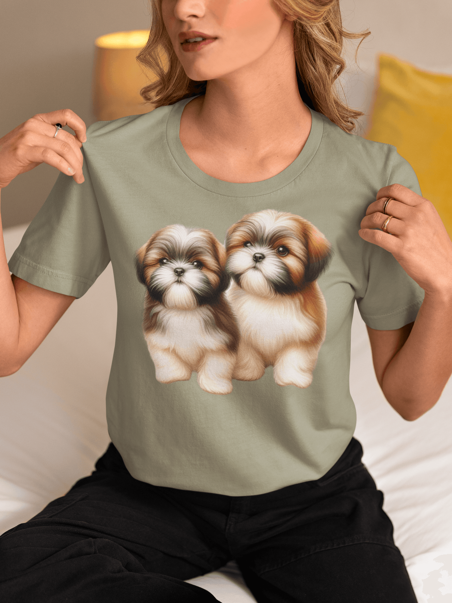 Two Babies Shih Tzu T-Shirt - Adorable puppy love, perfect for dog lovers! - Shih Tzu Gifts