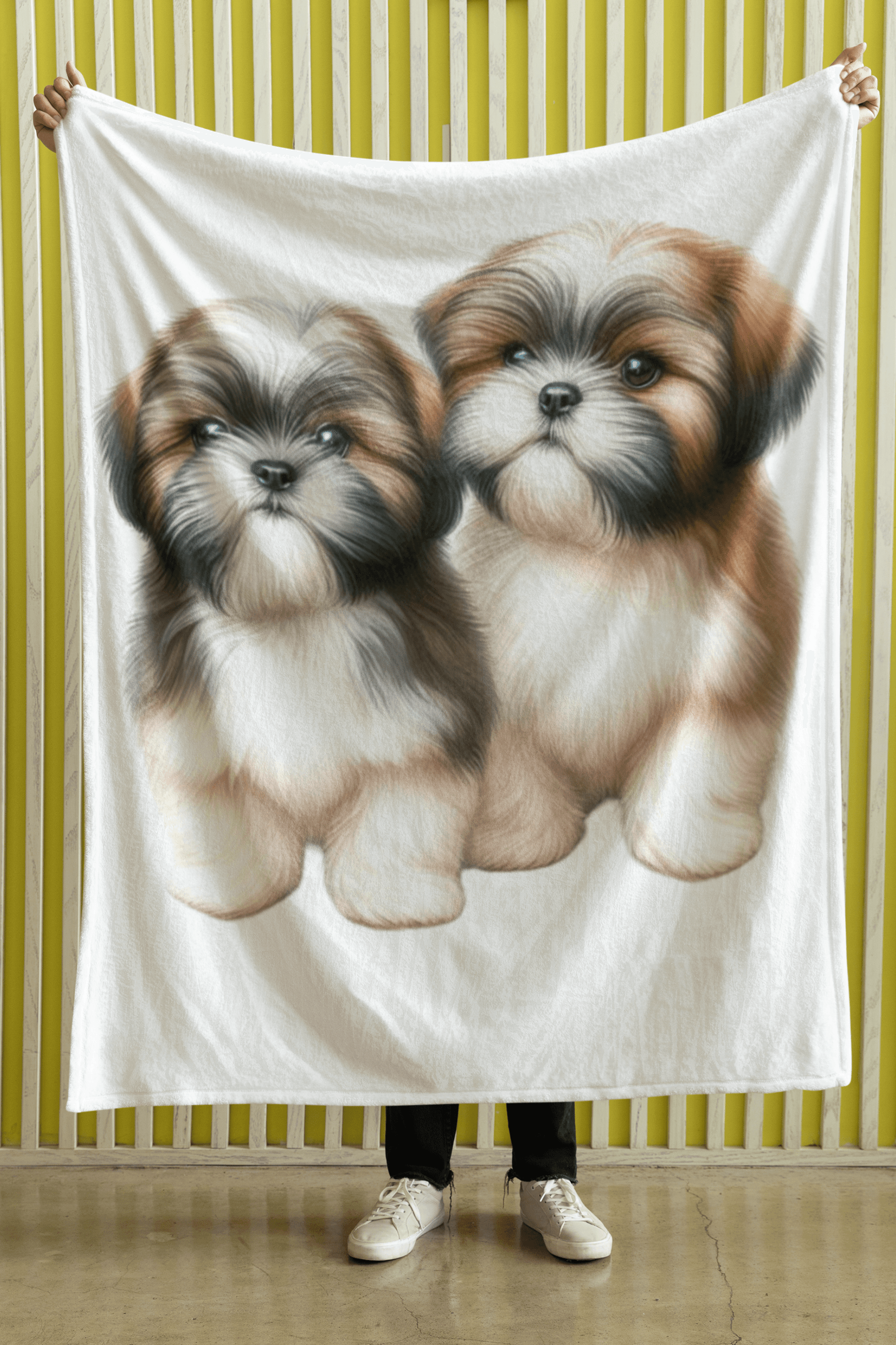 Two Babies Shih Tzu Velveteen Plush Blanket - Shih Tzu Gifts