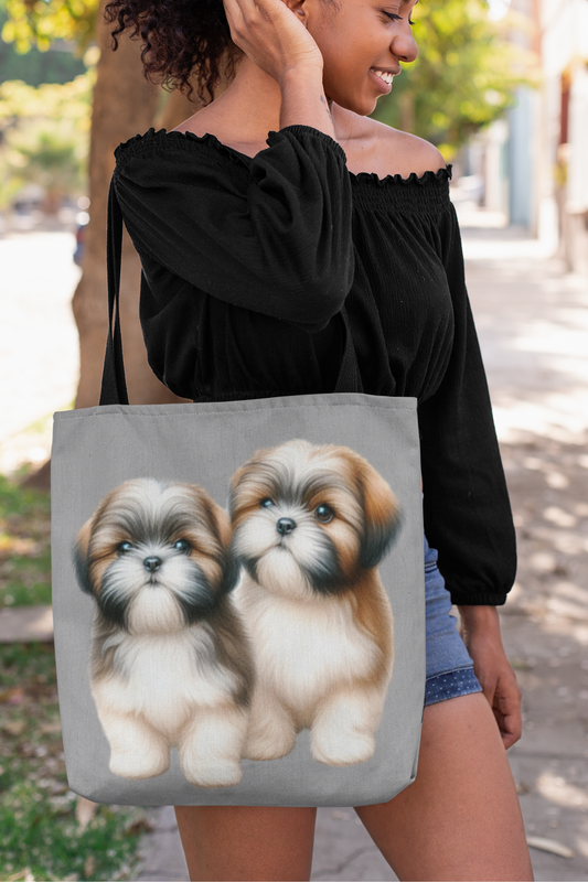 Two Babies Shih Tzu Tote Bag