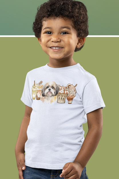 Shih Tzu With Ice Coffee Youth Short Sleeve Tee