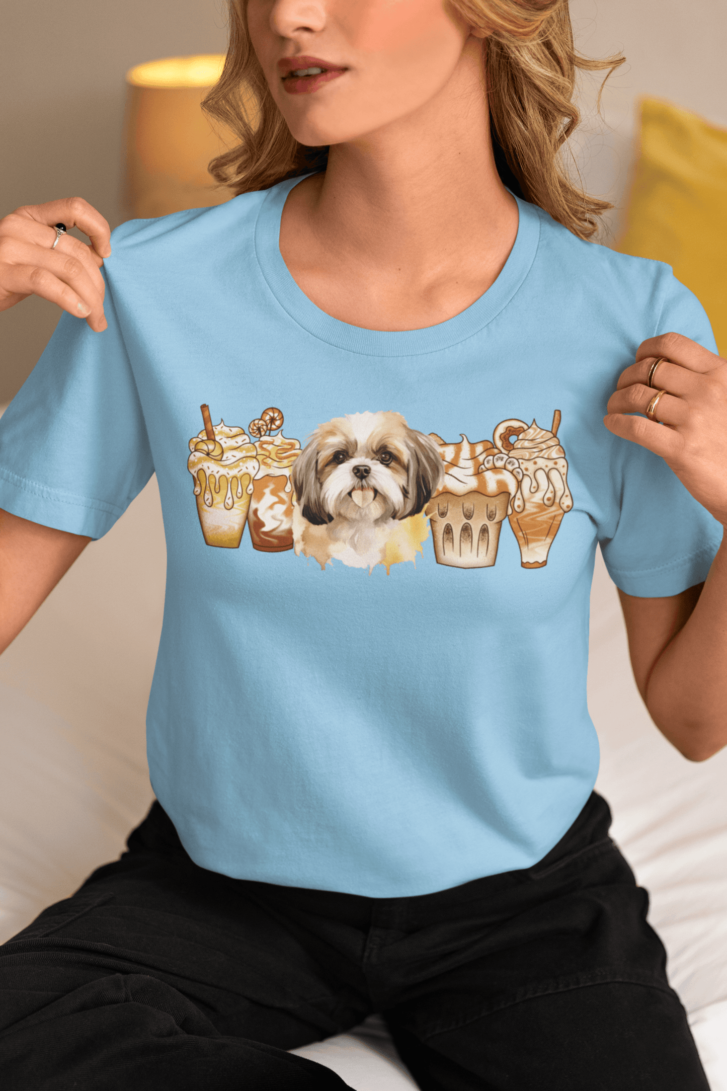 Shih Tzu With Ice Coffee T-Shirt - Cute & Comfortable Dog Lover Tee - Shih Tzu Gifts