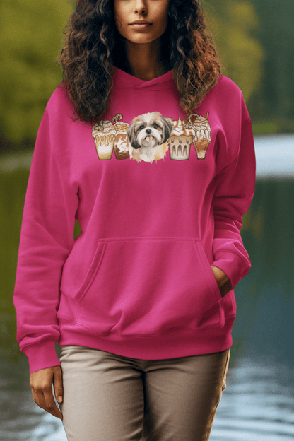 Shih Tzu With Ice Coffee Hooded Sweatshirt - Shih Tzu Gifts