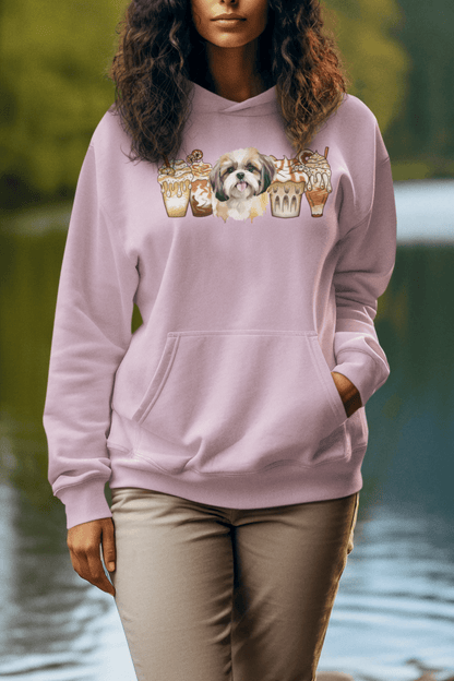 Shih Tzu With Ice Coffee Hooded Sweatshirt - Shih Tzu Gifts