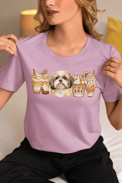 Shih Tzu With Ice Coffee T-Shirt - Cute & Comfortable Dog Lover Tee - Shih Tzu Gifts