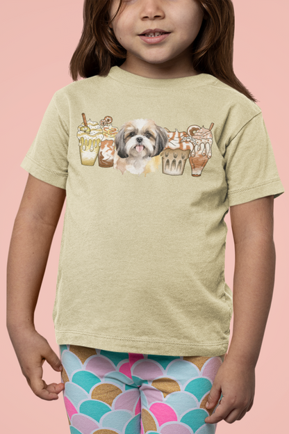 Shih Tzu With Ice Coffee Youth Short Sleeve Tee