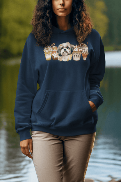 Shih Tzu With Ice Coffee Hooded Sweatshirt - Shih Tzu Gifts