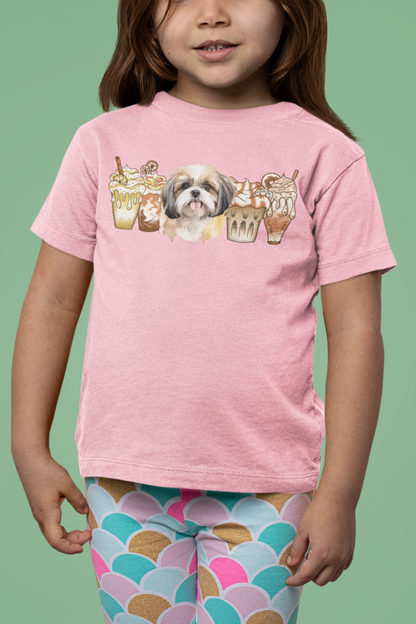 Shih Tzu With Ice Coffee Youth Short Sleeve Tee