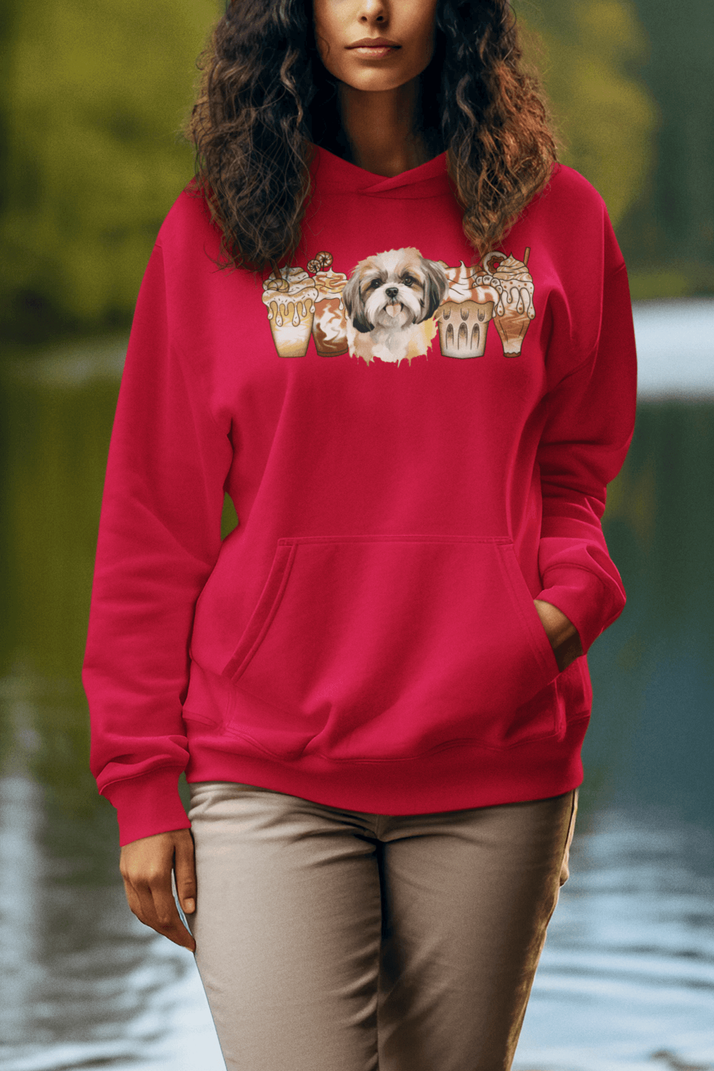 Shih Tzu With Ice Coffee Hooded Sweatshirt - Shih Tzu Gifts