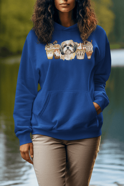 Shih Tzu With Ice Coffee Hooded Sweatshirt - Shih Tzu Gifts