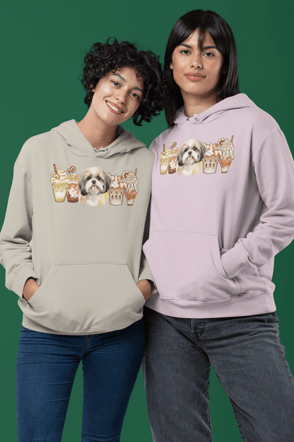 Shih Tzu With Ice Coffee Hooded Sweatshirt - Shih Tzu Gifts